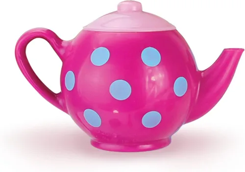 Miniatura 4 de Sophia's Juego de té de lunares de 17 piezas con tetera y tazas más cuatro pasteles detallados Petit Four para muñecas de 18 pulgadas, rosa/azul