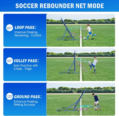 Miniatura 3 de Soccer Baseball Rebounder Net, Soccer Goal Net, Volleyball Softball Rebound Pitchback Net Quick-Switch Angle Training for Control, Passing Practice
