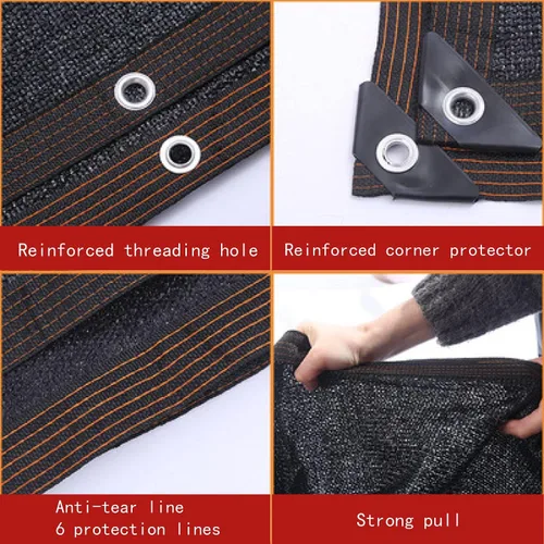 Miniatura 2 de Paño de sombra 70% con ojales, 10 x 20 pies, paño para sombra de jardín para plantas, invernadero, patio, piscinas, color negro, malla para sombra