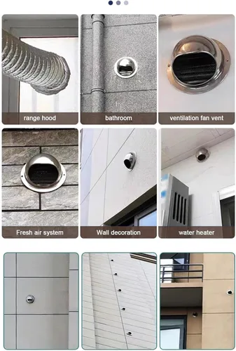 Miniatura 9 de Tapa de chimenea de acero inoxidable 304, rejilla de ventilación de pared exterior para parabrisas, tapa de ventilación de conducto, gorra