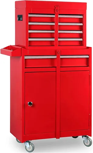 ROAD DAWG ATBT1204D-RB-1 Torin Organizador de taller de garaje rodante: Caja de herramientas desmontable de 4 cajones con armario de almacenamiento