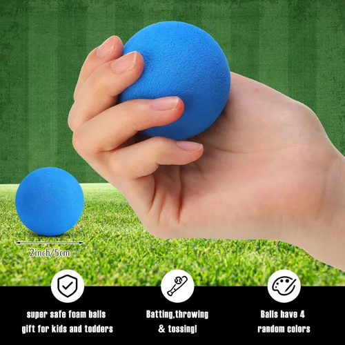 Miniatura 4 de Wettarn Juego de 4 bates de béisbol de espuma de 24 pulgadas con pelotas de béisbol suaves y seguras, juego de pelota en T para deportes al aire