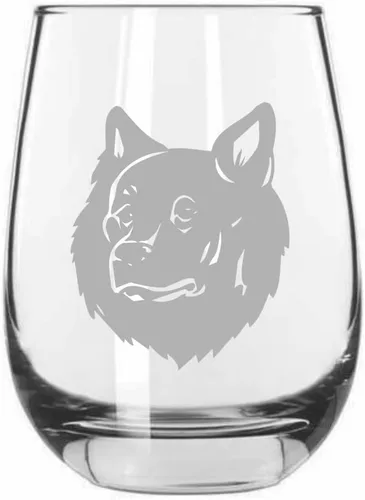 Miniatura 384 de Sakhalin Husky Dog - Copa de vino grabada personalizada de 15.25 onzas sin tallo