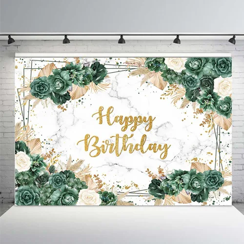 Miniatura 7 de MEHOFOND Telón de fondo bohemio de cumpleaños de 7 x 5 pies para niñas, fiesta mexicana, decoración de fiesta de feliz cumpleaños, fondo verde