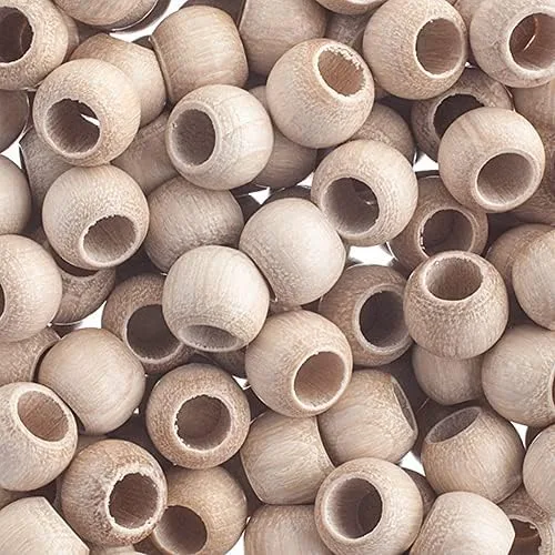 500 piezas de cuentas de madera europeas redondas agujero grande 0.315x0.256 in natural DIY joyería y decoración hacer cuentas checas