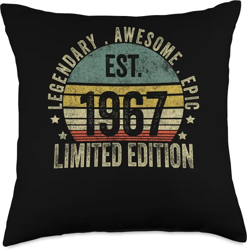Miniatura 4 de 56th Birthday Vintage 56 Year Old Est 1967 Limited Edition Throw Pillow