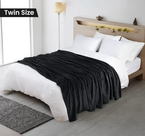 Miniatura 2 de Utopia Bedding Manta de forro polar negro, tamaño individual, ligera, mullida, suave, antiestática de microfibra (60 x 80 pulgadas)