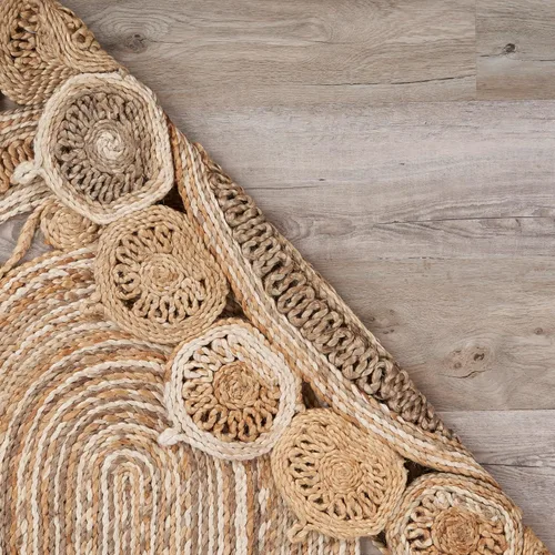 Miniatura 7 de LR Home - Alfombra ovalada de yute natural de 5 x 7 pies para decoración del hogar, alfombras trenzadas para sala de estar, dormitorio, sala