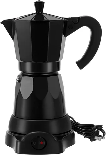Olla de Café Lemosae 6 Tazas Eléctrica Cafetera de Espresso Italiana Moka 300ml Portátil de Aluminio con Base Desmontable, Regalo para Hogar y Viaje