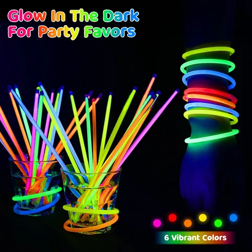 Miniatura 7 de Mega-L Glow Sticks suministros de fiesta, recuerdos de fiesta que brillan en la oscuridad, 100 collares ultra brillantes de 8 pulgadas y pulseras