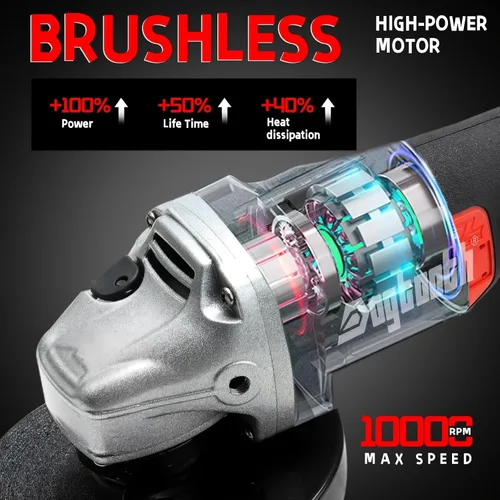 Miniatura 5 de DOGTOOTH Kit de amoladora angular inalámbrica sin escobillas de 21 V, 4-1/2'' pulgadas, máximo 10000 RPM, compatible con batería Makita de 18 V, 1