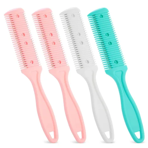 Miniatura 9 de Glamlily Juego de peine de afeitar para adelgazar el cabello, recortadora de extremo dividido, peine adelgazante sin esfuerzo, paquete de 4 a 7.1 x