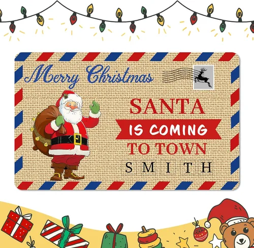 Miniatura 20 de Tapete personalizado de bienvenida de Navidad para entrada al aire libre con nombre, tapete de puerta de Navidad personalizado para Navidad, tapete