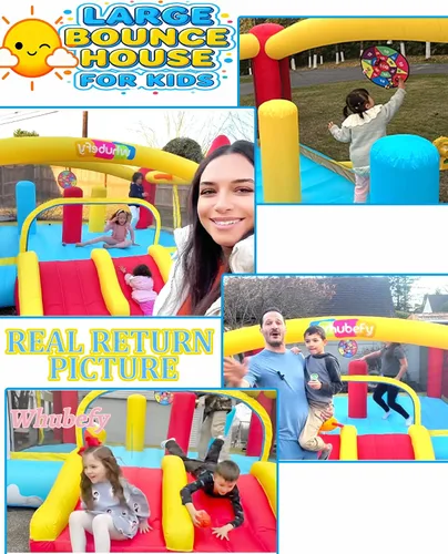 Miniatura 4 de Whubefy Casa de rebote para niños grandes de 8 a 12 años, casa de salto de 13 x 11 pies con área de salto, aros de baloncesto, juego de pelota
