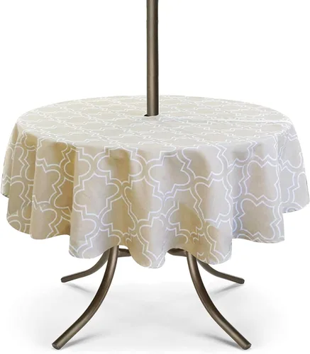 Miniatura 18 de UMINEUX Mantel para exteriores con agujero para sombrilla y cremallera, para primavera/verano, impermeable, para picnic, barbacoa, jardín