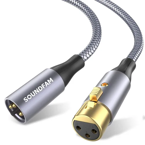 Miniatura 10 de Cable divisor XLR de 1 hembra a 2 machos para micrófono equilibrado, cable divisor en Y, color gris (1.6 pies/1.6 ft)