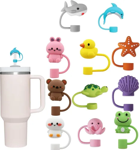 Miniatura 10 de LDKEDKF 11 piezas de cubiertas para pajitas de vaso Stanley, tapa de silicona para pajitas de vaso Stanley de 30 y 40 onzas con vasos, accesorios