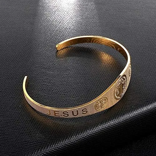 Miniatura 4 de Brazalete de acero inoxidable con cruz de exorcismo católica Jesús San Benito