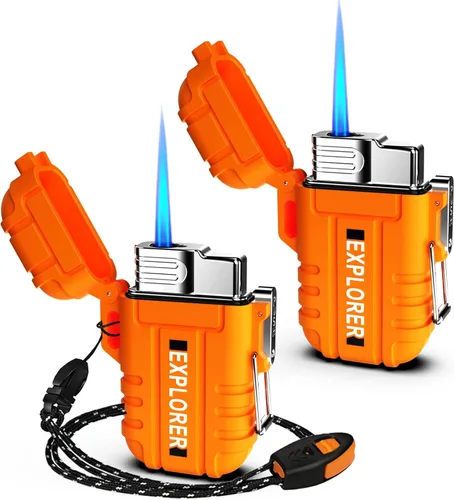 Miniatura 9 de Encendedor de antorcha, butano recargable, resistente al viento, gas para exteriores con llama de chorro ajustable, para chimenea, fuegos Camouflaje