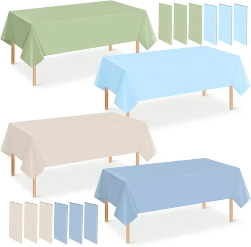 Miniatura 14 de Paquete de 12 manteles de plástico para baby shower de vaquero para mesas rectangulares, funda de mesa desechable con estampado de vaca, mantel