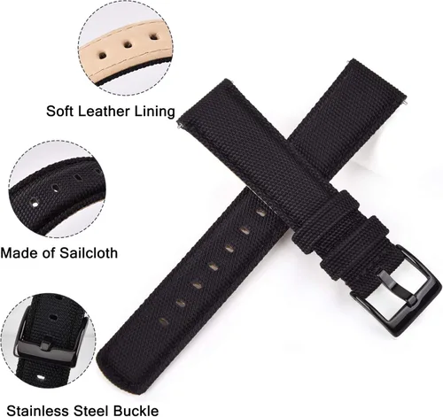 Miniatura 4 de Ritche - Banda de reloj de tela de vela de liberación rápida, compatible con Samsung Galaxy Watch 6 Classic 43 mm 47 mm 40 mm 44 mm, Timex / Seiko