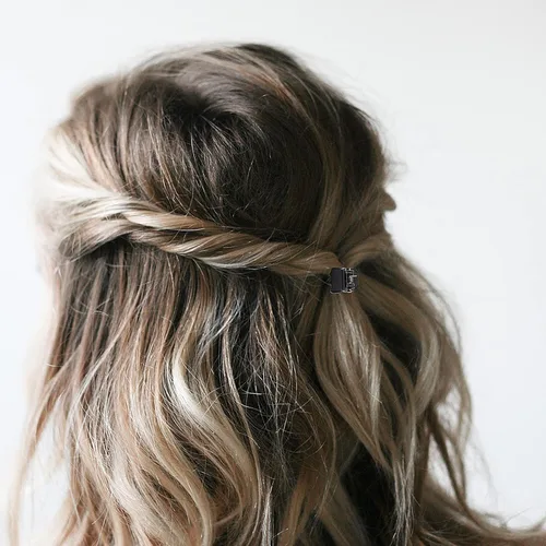 Miniatura 3 de BokWin 24 pinzas para el cabello de 0.394 in, pinzas de plástico para el cabello, pinzas de pelo negro brillante para niñas, mujeres y niños
