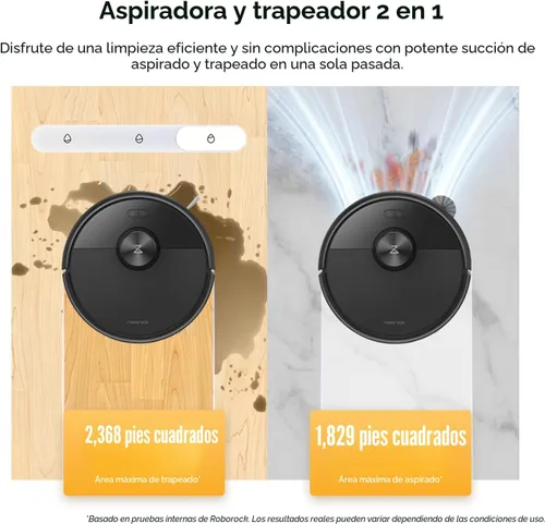 Miniatura 5 de roborock Q7 M5 Robot que aspira y trapea, succión hiperfuerza de 10,000 Pa, aspiradora robótica, sistema dual anti-enredo, trapeo controlado por