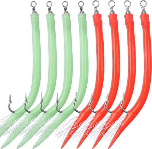 Miniatura 8 de Señuelos de tubo de pesca para pesca con ganchos de acero inoxidable, giratorios de barril para Striper de agua salada