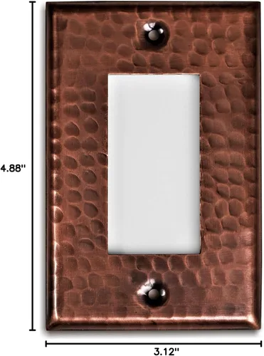 Miniatura 8 de Monarch Abode placa de pared basculante de una banda, placa de pared de cobre puro martillado a mano para un solo interruptor, cubierta decorativa