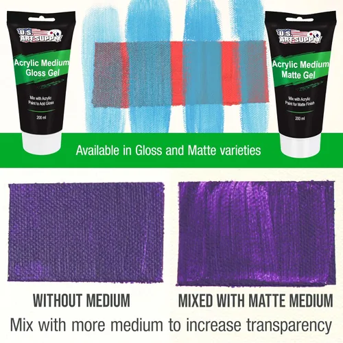 Miniatura 5 de U.S. Art Supply Gel acrílico transparente medio mate, 6.8 fl oz, tubo (6.7 onzas), aumenta la viscosidad y transparencia en pinturas acrílicas