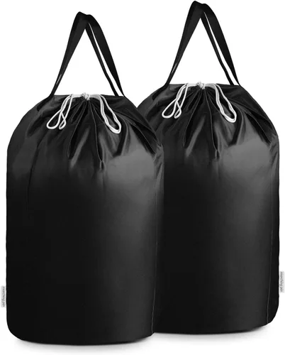 Miniatura 10 de MCleanPin Bolsas de lavandería lavables de 140 litros con asas, almacenamiento de ropa sucia para dormitorio universitario o viajes, forro de Gris