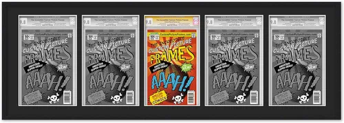 Miniatura 129 de Marco negro para cómics graduados Marco completo de cómics con paspartú de conservación negro y acrílico de grado UV Hecho para exhibir (6)