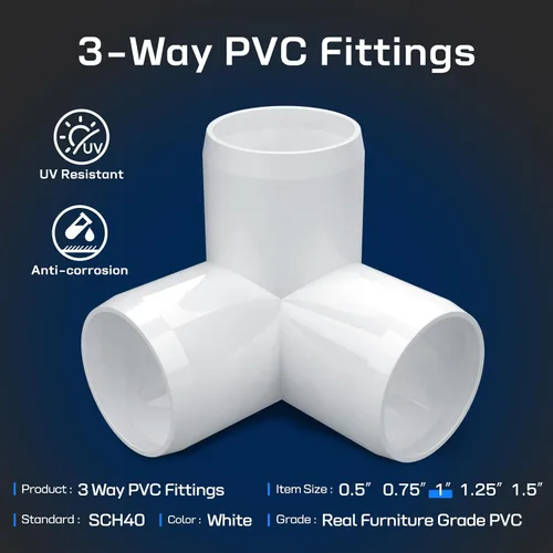 Miniatura 2 de Accesorios de PVC de 1 pulgada (paquete de 10) de 3 vías (paquete de 10) para muebles, conector de codo de 1 pulgada, resistente para muebles