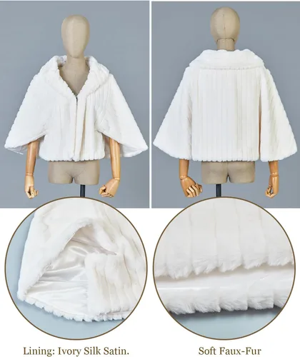 Miniatura 6 de BEAUTELICATE Chal de piel sintética para mujer, abrigo de piel suave para eventos de boda de invierno