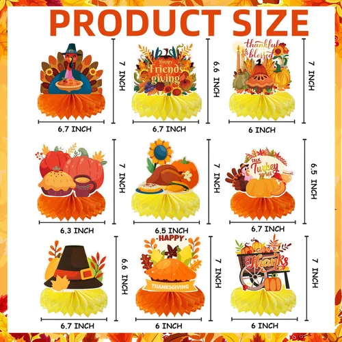 Miniatura 25 de 9 piezas de decoración de centro de mesa de otoño, decoración de mesa para fiesta de otoño, centro de mesa de Acción de Gracias, centro de mesa