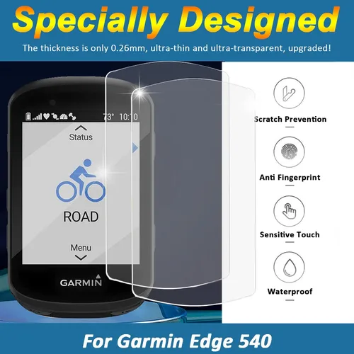 Miniatura 3 de Miimall [Paquete de 2] Protector de pantalla compatible con Garmin Edge 540, antihuellas, resistente a los arañazos, dureza 2.5D 9H, vidrio templado