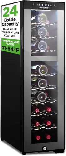 Miniatura 12 de Nutrichef Refrigerador de vino de 24 botellas Enfriador de vino de una sola zona Control de temperatura ajustable de 41 °F a 64 °F