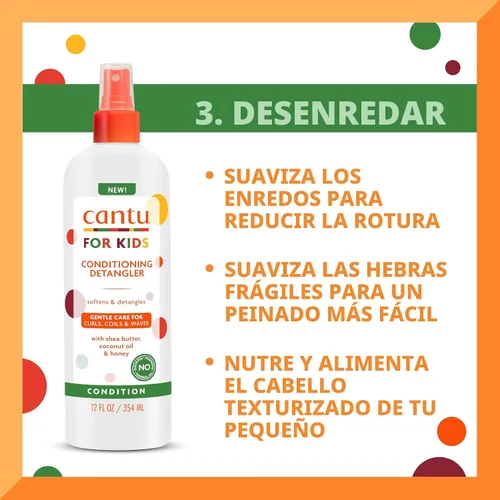 Miniatura 5 de Cantu Care for Kids - Juego de régimen de cuidado del cabello con champú de gran tamaño + acondicionador + desenredante + acondicionador sin