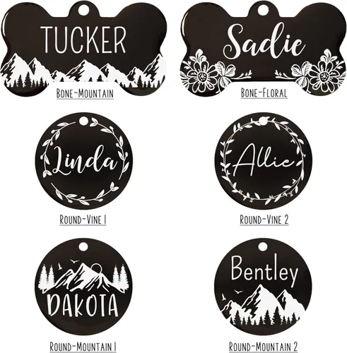 Miniatura 4 de Ultra Joys - Etiqueta de identificación de mascotas de acero inoxidable, etiquetas de nombre de perro personalizadas en la parte delantera y Montaña