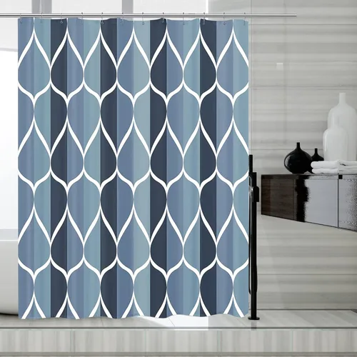 Miniatura 33 de LLSCL Cortina de ducha de tela azul con contrapeso inferior, calidad de hotel impermeable, 72 x 72 pulgadas, lavable a máquina Azul marino