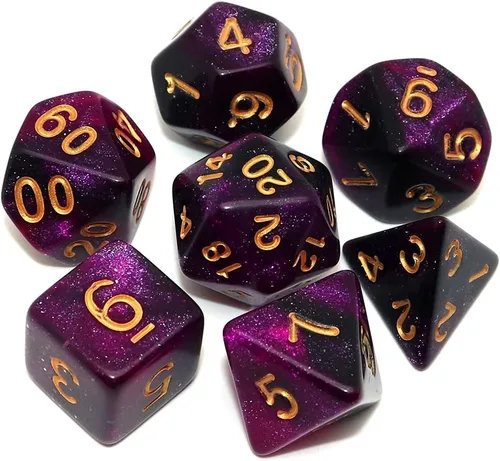 Miniatura 19 de Juego de dados DND de brillo azul y rojo para juegos de rol de Calabozos y Dragones, Warhammer, D&D, juegos de mesa, dados poliédricos Rojo mezclado