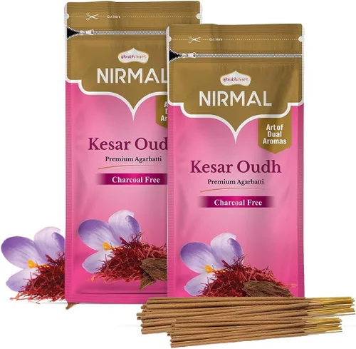 Kesar Oudh - Varillas de incienso – Paquete de 2 varillas de incienso, 200 varitas de incienso de azafrán y madera de agar