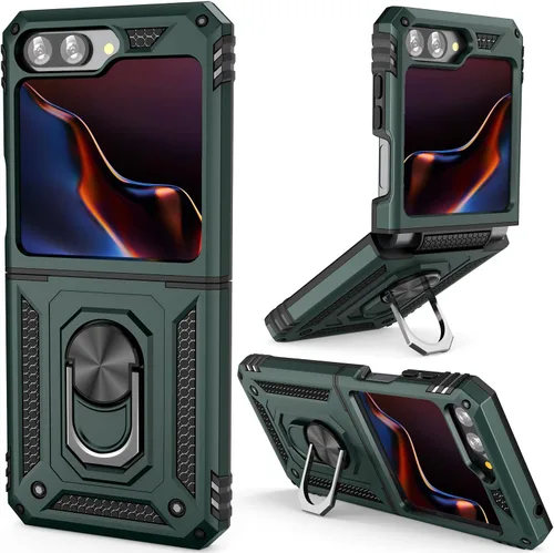 Miniatura 9 de ADDIT Z Flip 5 - Funda para Samsung Galaxy Z Flip 5, con anillo de soporte, soporte ajustable, grado militar, protección resistente, a prueba