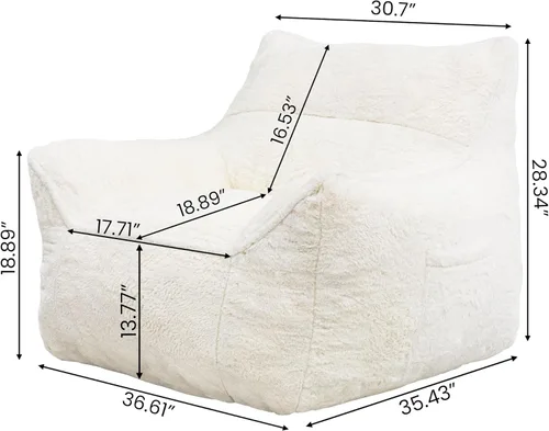 Miniatura 2 de Cvortll Puf, sofá puff de piel sintética, con reposabrazos y respaldo resistente, adecuado para apartamentos, salas de estar, dormitorios
