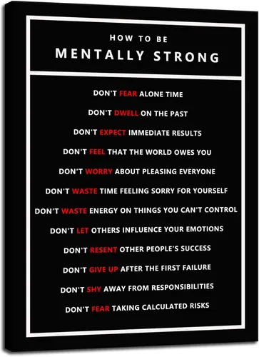 Miniatura 47 de WYJZDZQ8 Lienzo inspirador para la oficina, póster de arte de pared, cuadros motivacionales, lienzo con texto en inglés "How To Be Mentally Strong