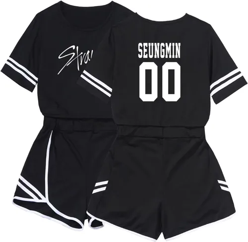 Miniatura 10 de DHSPKN Skz Merch - Conjunto de camiseta con soporte para camiseta y pantalones calientes, camiseta unisex Jisung Felix Minho Changbin