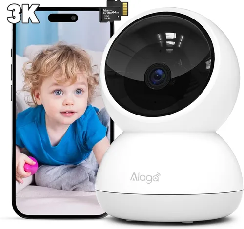 Miniatura 10 de Cámara para interiores, cámara de seguridad HD 3K para interiores, cámara para mascotas con inclinación panorámica de 360°, audio bidireccional
