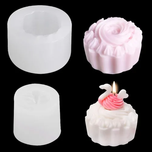 Rolin Roly 2 moldes de resina para velas de cisne, molde de silicona para crema, moldes de epoxi, moldes decorativos de joyería, manualidades de