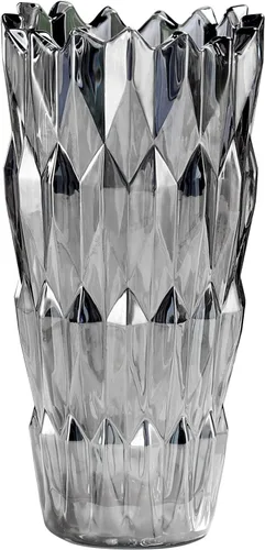 Florero de cristal gris de 9.6 pulgadas de alto para decoración del hogar, comedor, mesa de boda, oficina, vacaciones, fiesta, centro de mesa