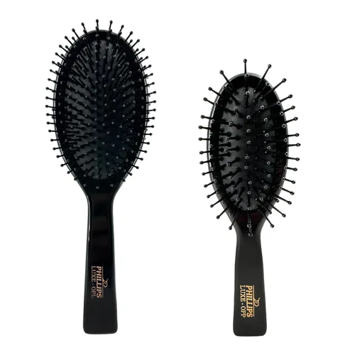Miniatura 8 de Phillips Brush Luxe Square Paddle - Cepillo de pelo de tamaño pequeño, color negro elegante con detalles dorados, cepillo desenredante de 7 pulgadas
